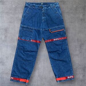 Marithe Francois Girbaud Vtg Baggy Denim Cargo Jeans Shuttle Strap Men's 40 x 35